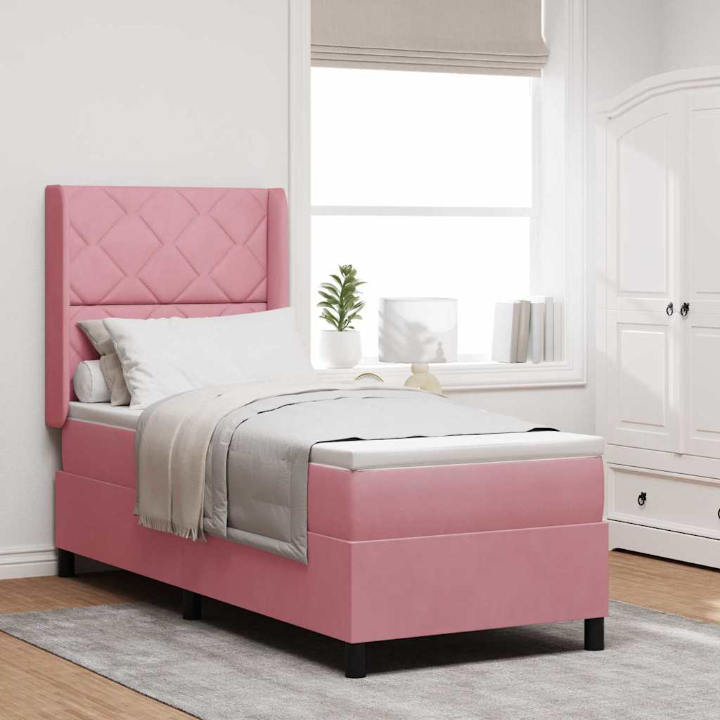 Boxspringbett mit LED-Lichtleisten Rosa 80 x 200 cm Samt