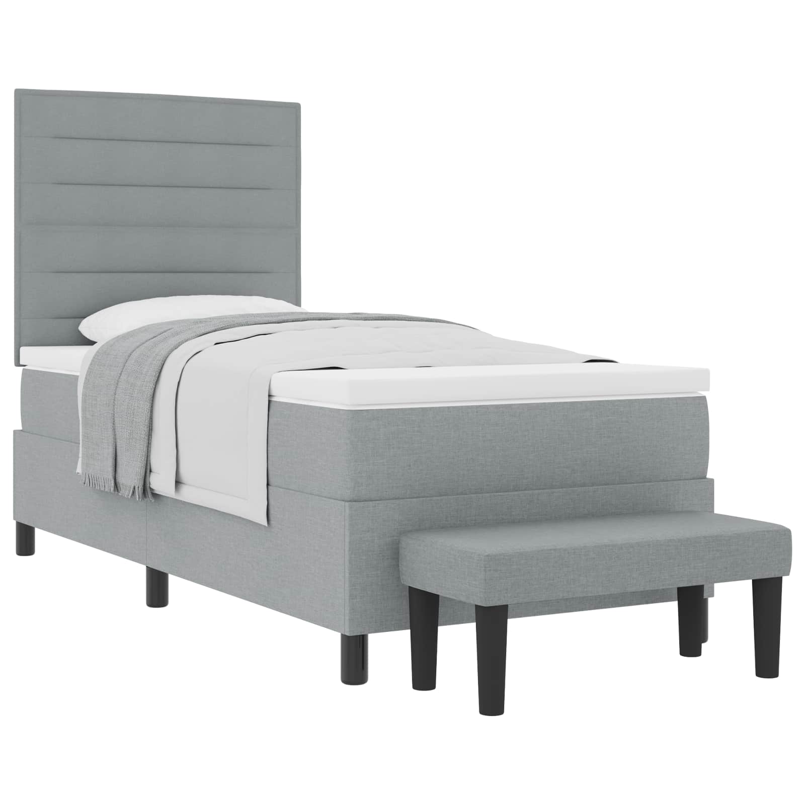 Boxspringbett mit Kopfteil Hellgrau 80 x 200 cm Stoff