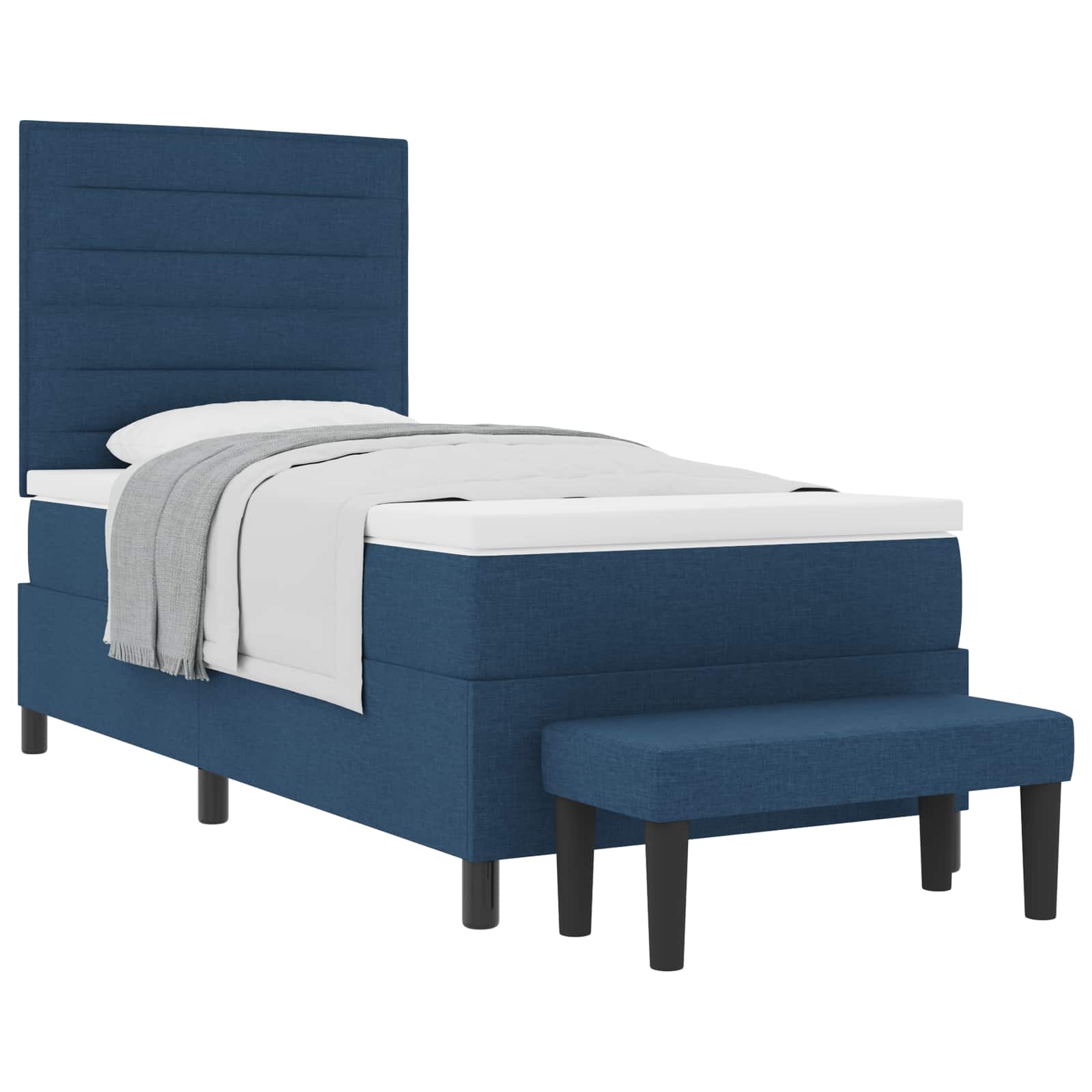 Boxspringbett mit Kopfteil Blau 80 x 200 cm Stoff