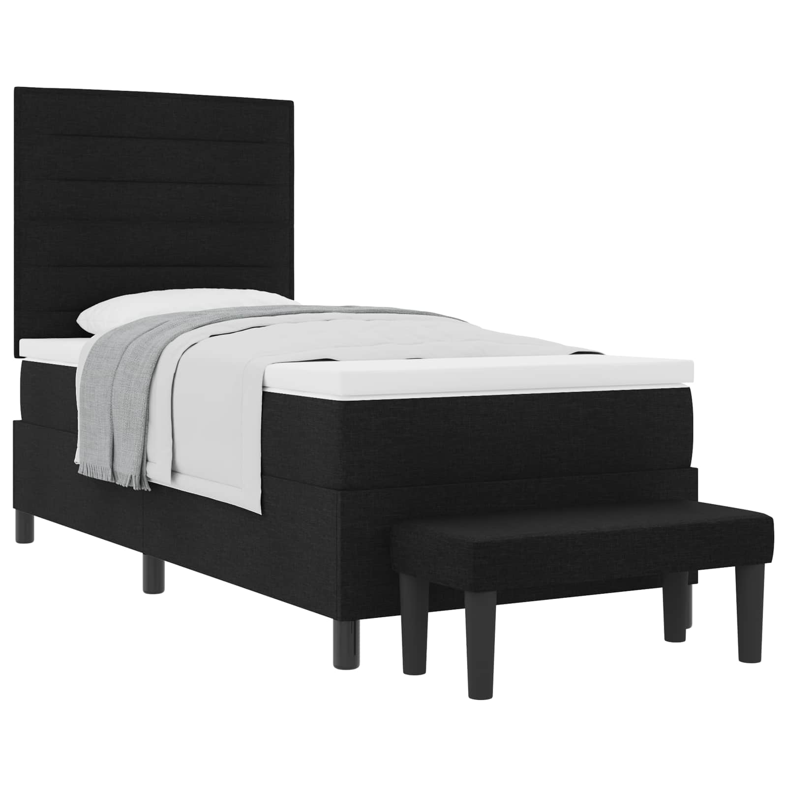 Boxspringbett mit Kopfteil Schwarz 90 x 190 cm Stoff