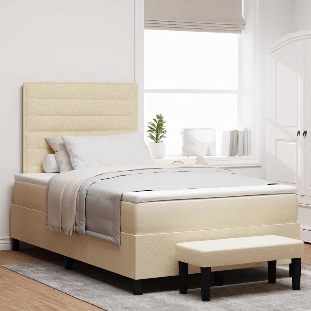Boxspringbett mit Kopfteil Creme 120 x 190 cm Stoff