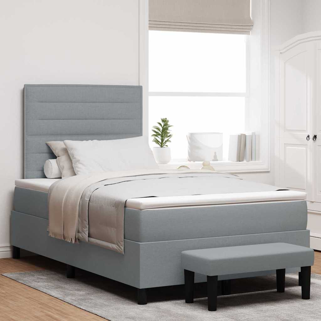 Boxspringbett mit Kissen Hellgrau 120 x 200 cm Stoff