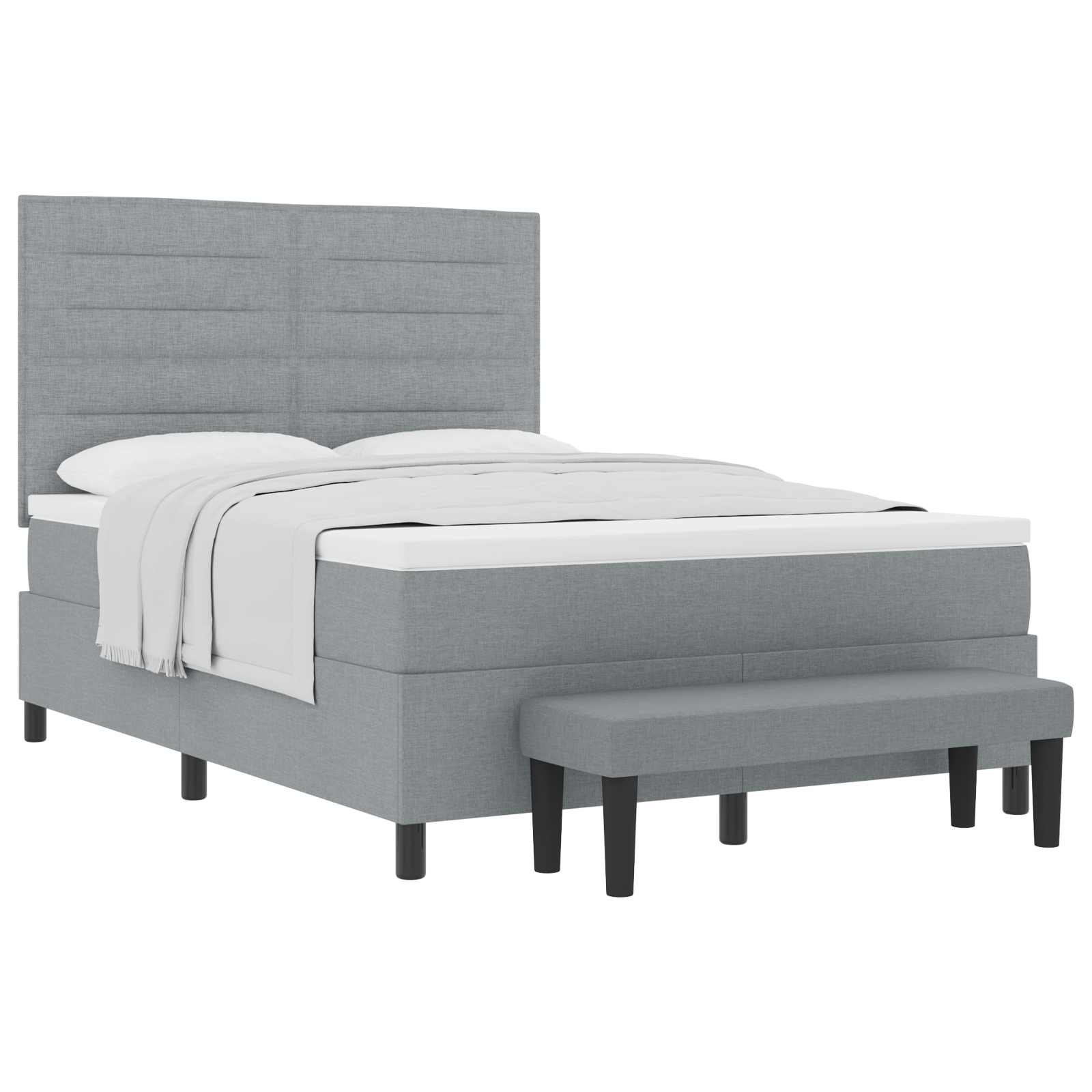 Boxspringbett mit Kopfteil Hellgrau 140 x 190 cm Stoff