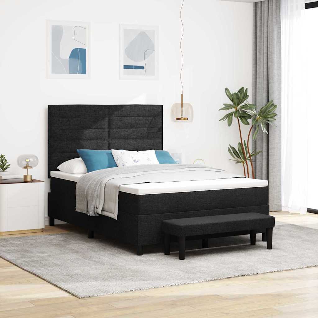Boxspringbett mit Kopfteil Schwarz 140 x 190 cm Stoff