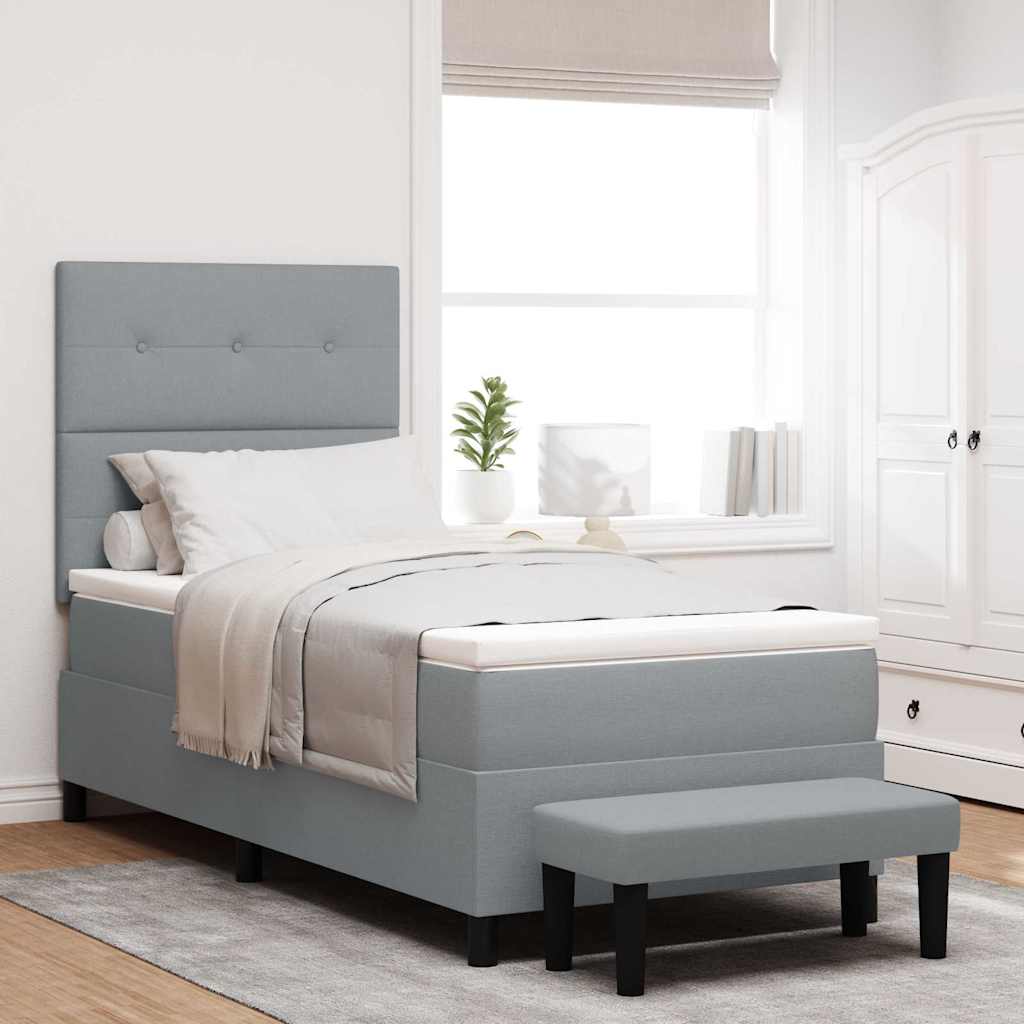 Boxspringbett mit Kopfteil Hellgrau 80 x 200 cm Stoff