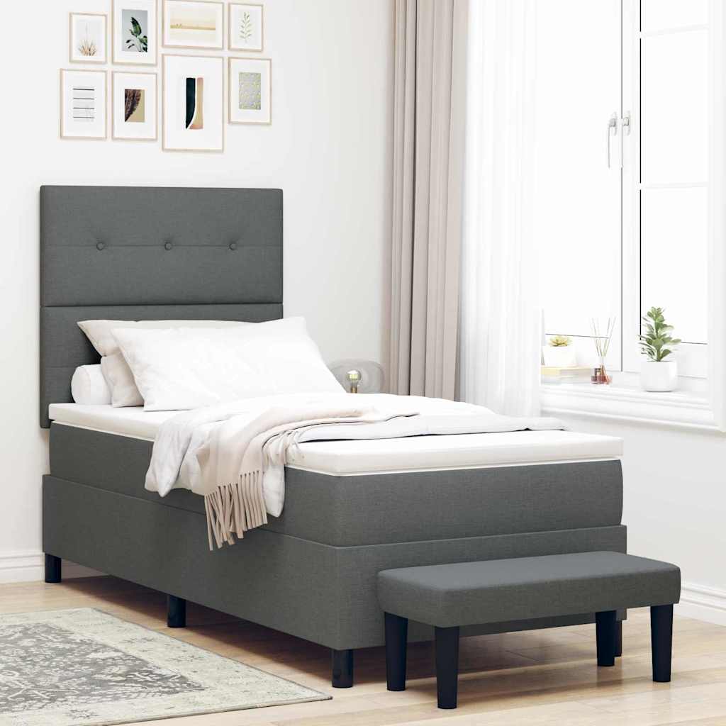 Boxspringbett mit Kopfteil Dunkelgrau 80 x 200 cm Stoff