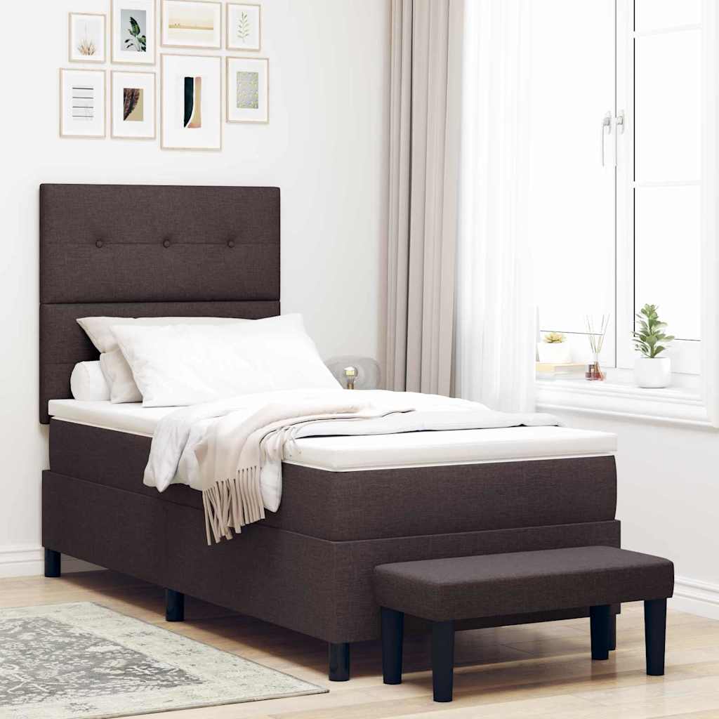 Boxspringbett mit Kopfteil Dunkelbraun 100 x 200 cm Stoff