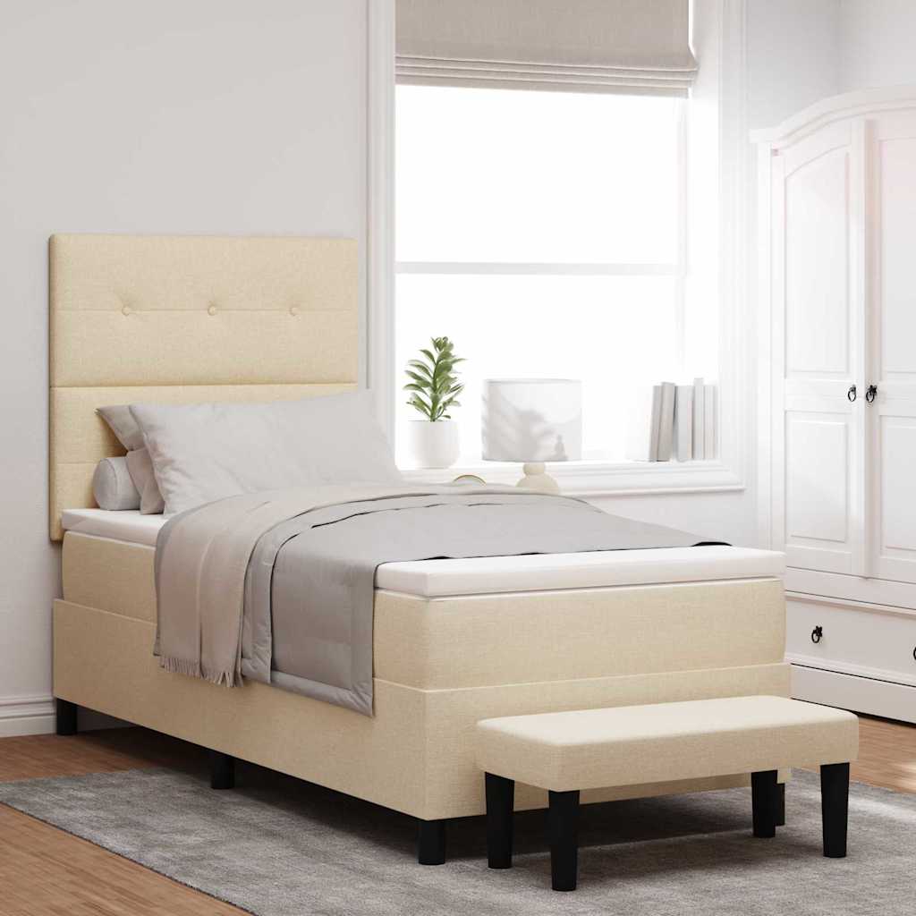 Boxspringbett mit Kopfteil Creme 100 x 200 cm Stoff