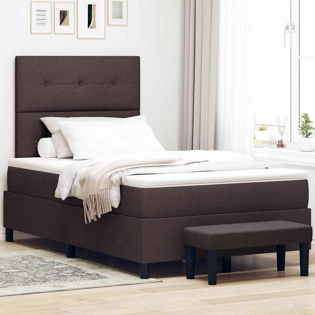 Boxspringbett mit Kissen Dunkelbraun 120 x 190 cm Stoff