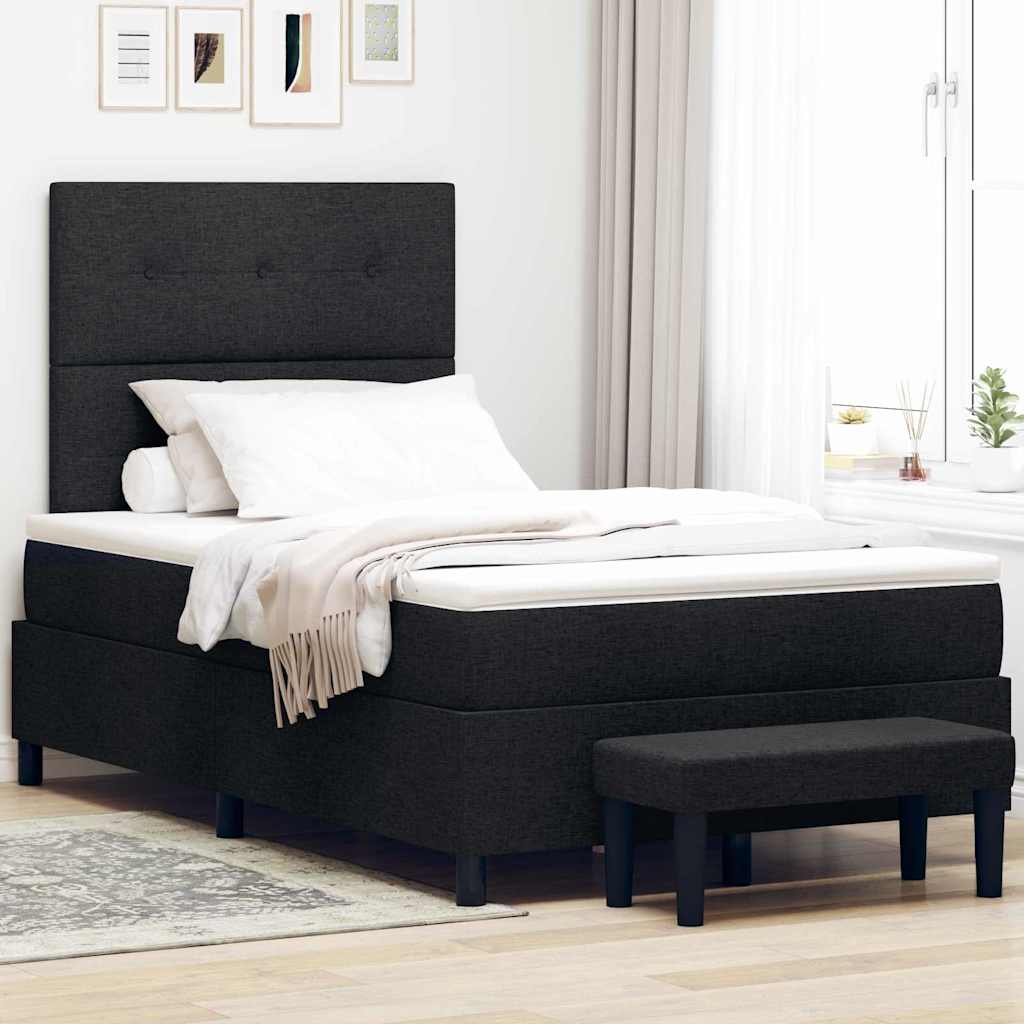 Boxspringbett mit Kissen Schwarz 120 x 200 cm Stoff