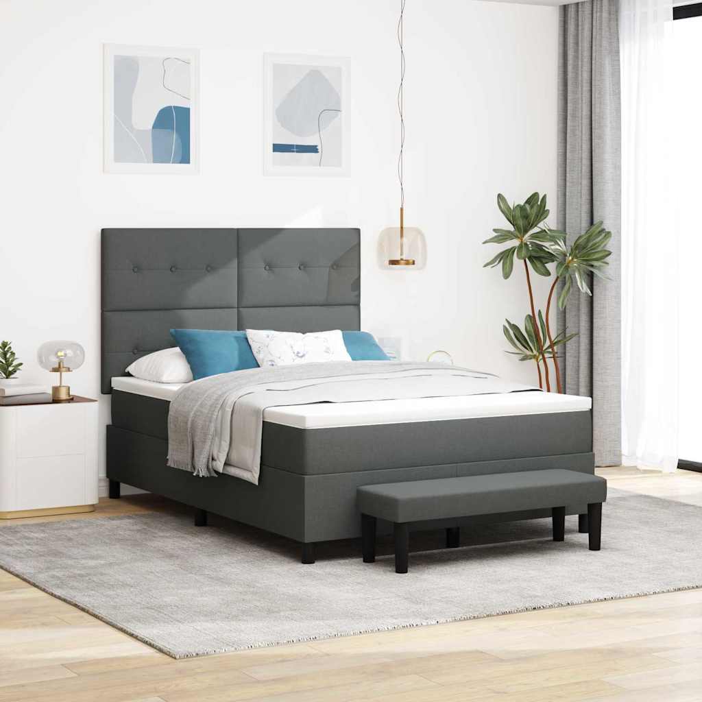 Boxspringbett mit Kissen Dunkelgrau 140 x 190 cm Stoff