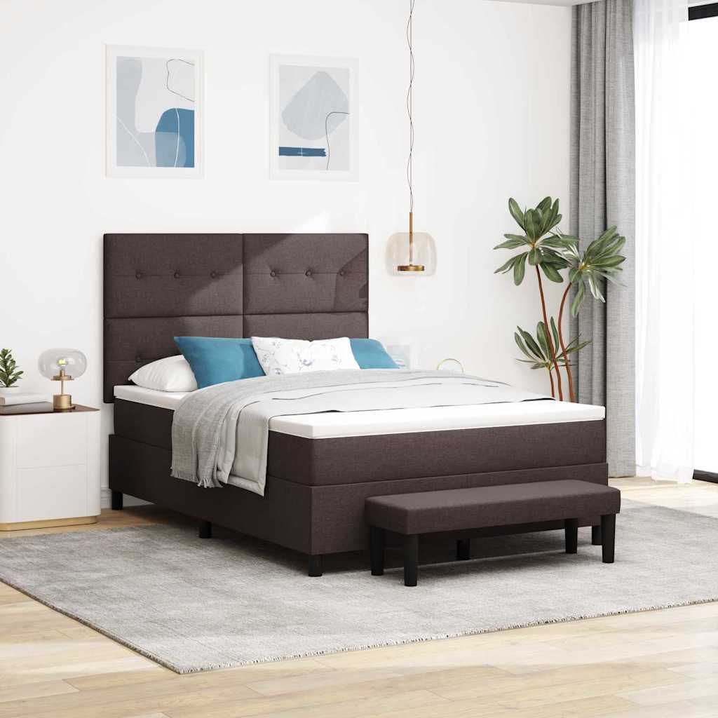 Boxspringbett mit Kopfteil Dunkelbraun 140 x 190 cm Stoff