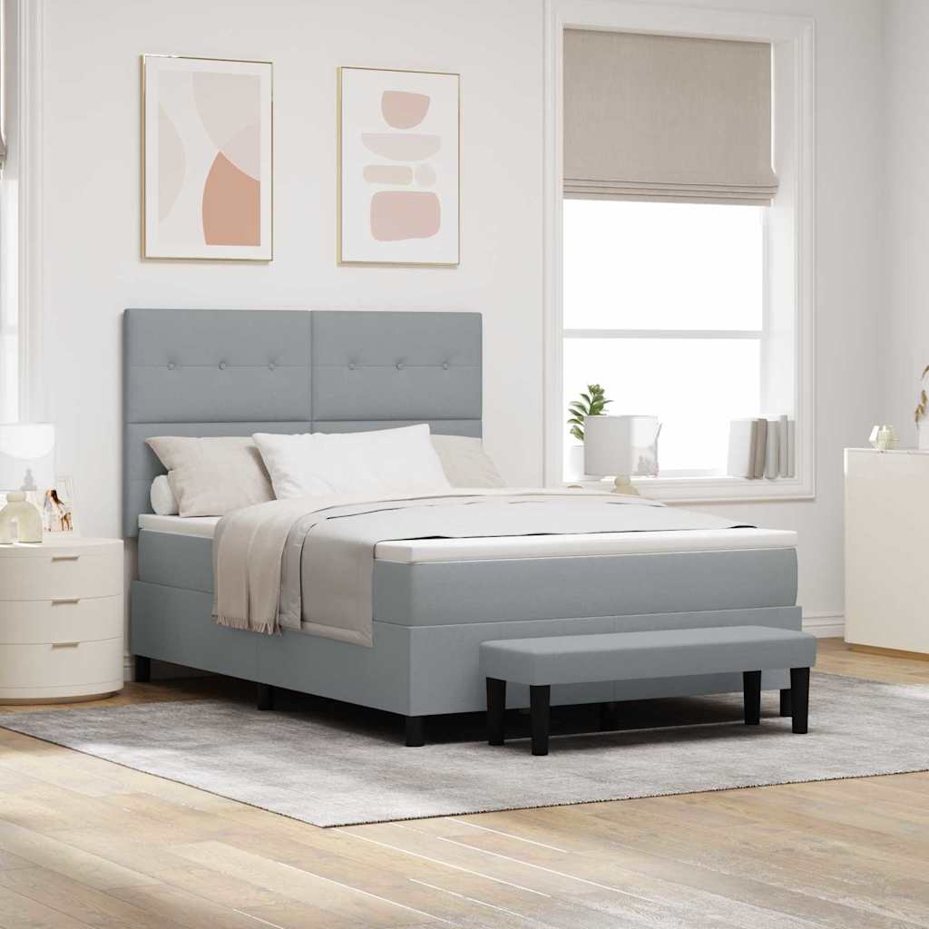Boxspringbett mit Kopfteil Hellgrau 160 x 200 cm Stoff