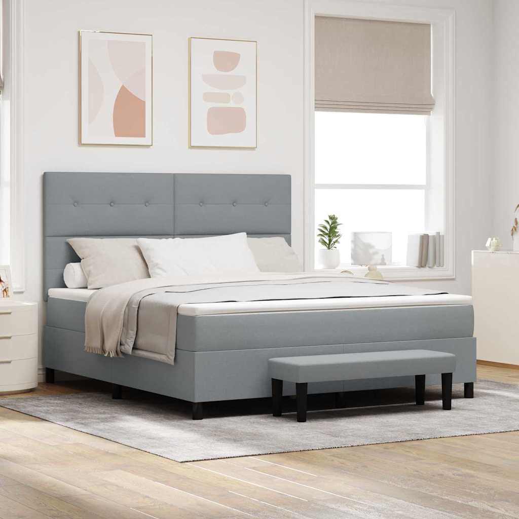 Boxspringbett mit Kopfteil Hellgrau 180 x 200 cm Stoff