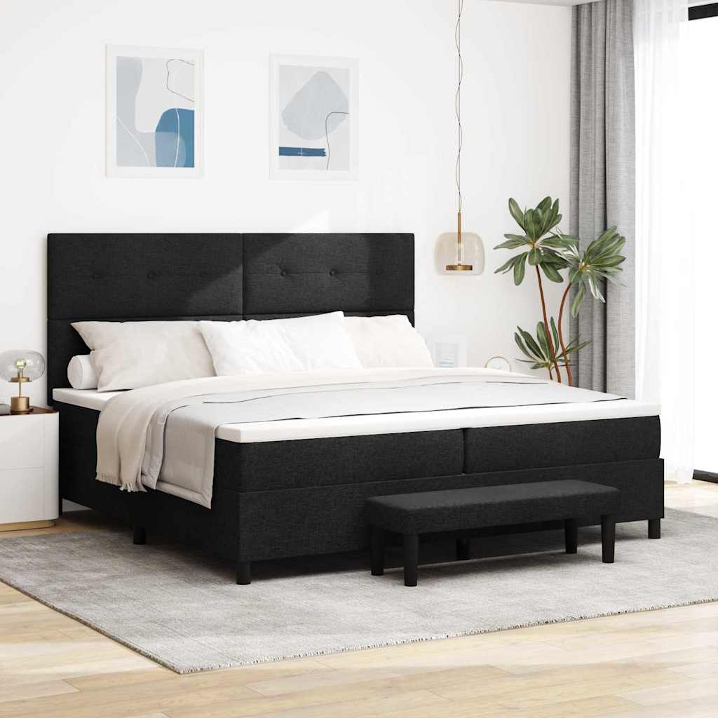 Boxspringbett mit Kopfteil Schwarz 200 x 200 cm Stoff
