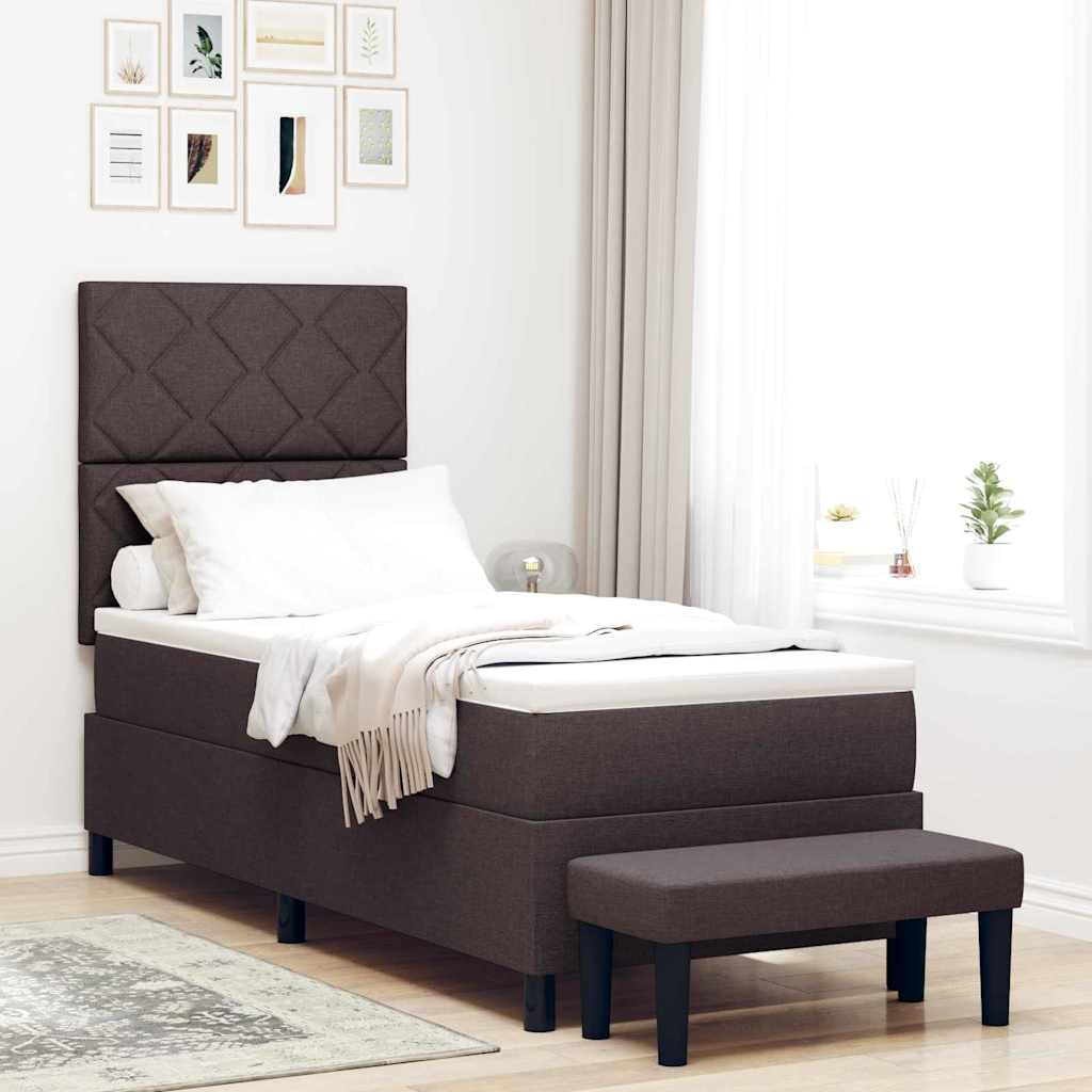 Boxspringbett mit Kopfteil Dunkelbraun 80 x 200 cm Stoff