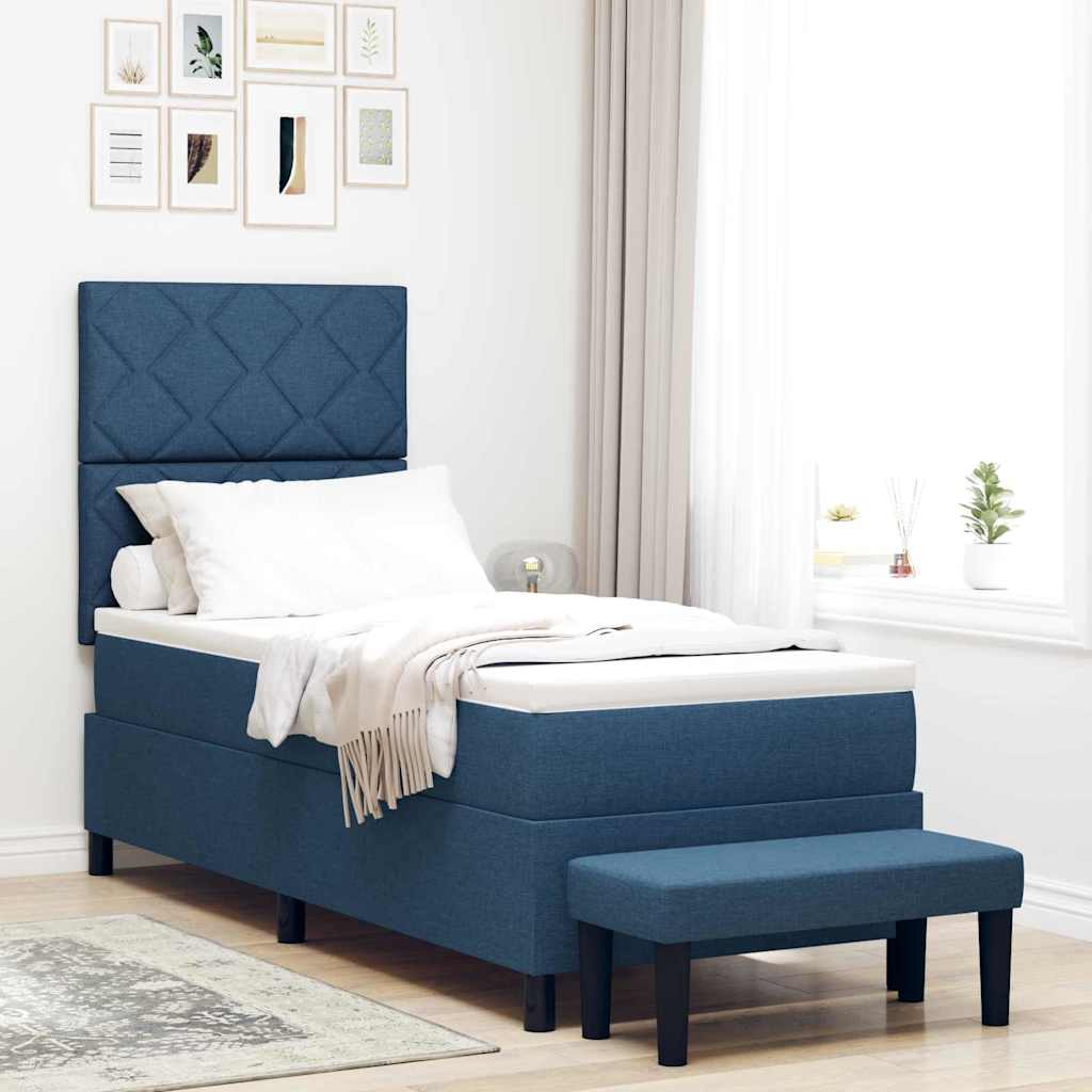 Boxspringbett mit Kopfteil Blau 80 x 200 cm Stoff