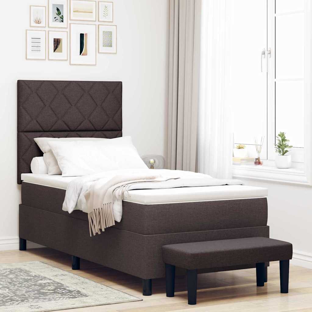 Boxspringbett mit Kissen Dunkelbraun 90 x 190 cm Stoff
