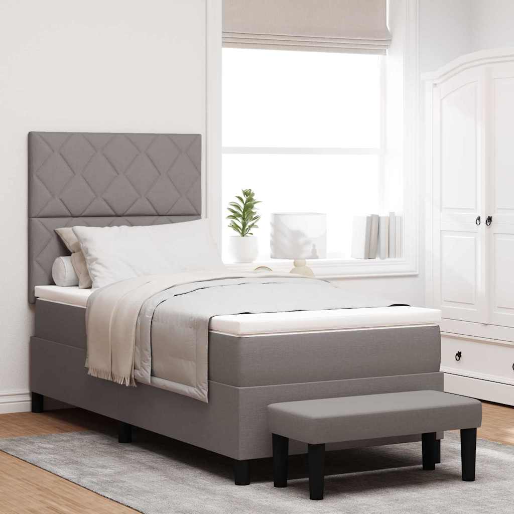 Boxspringbett mit Kopfteil Taupe 100 x 200 cm Stoff