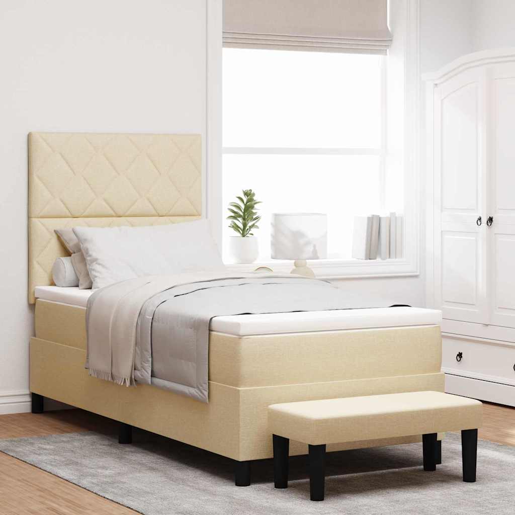 Boxspringbett mit Kopfteil Creme 100 x 200 cm Stoff