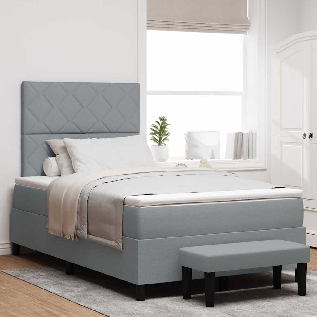 Boxspringbett mit Kopfteil Hellgrau 120 x 200 cm Stoff