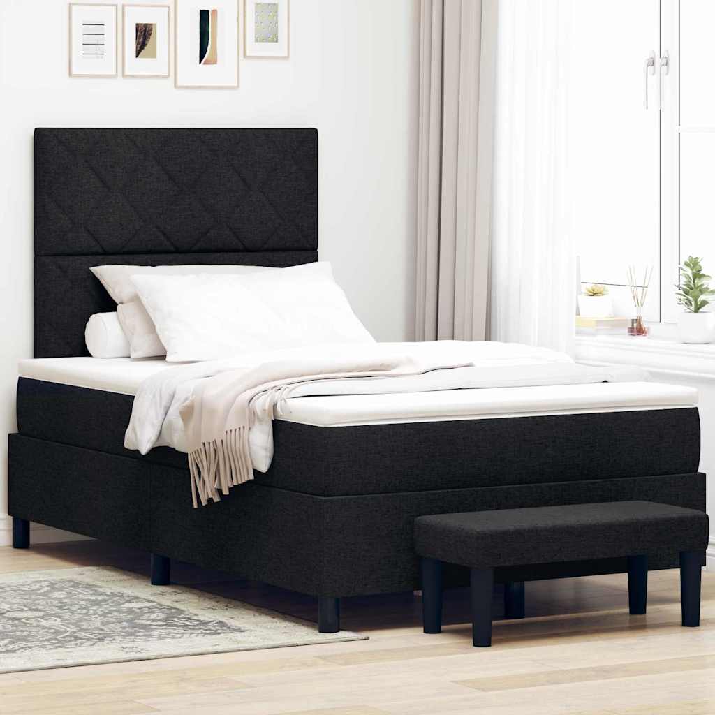 Boxspringbett mit Kopfteil Schwarz 120 x 200 cm Stoff
