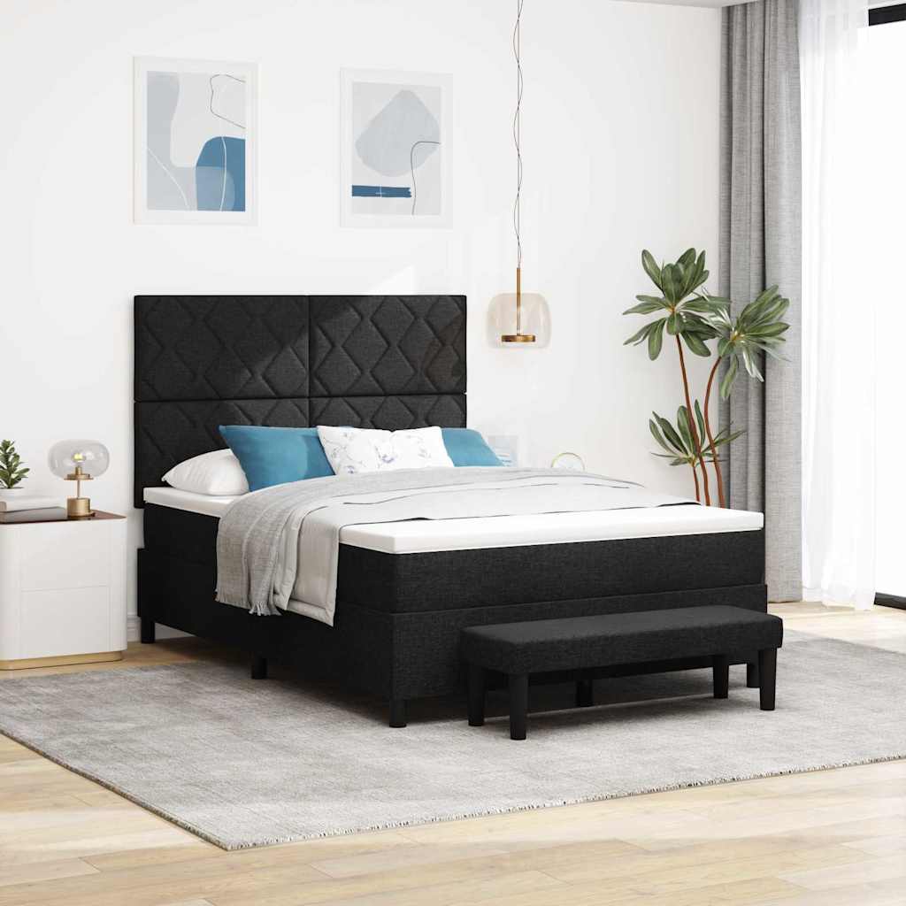 Boxspringbett mit Kopfteil Schwarz 140 x 190 cm Stoff