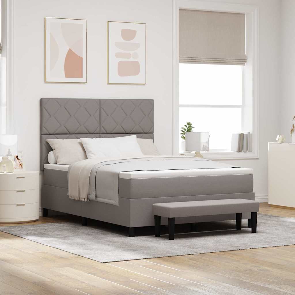 Boxspringbett mit Kopfteil Taupe 140 x 190 cm Stoff