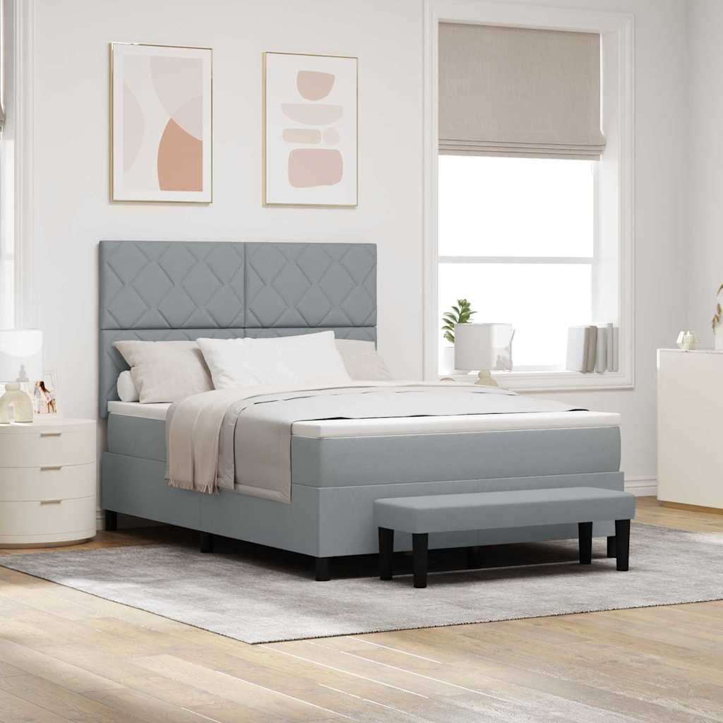 Boxspringbett mit Kopfteil Hellgrau 160 x 200 cm Stoff