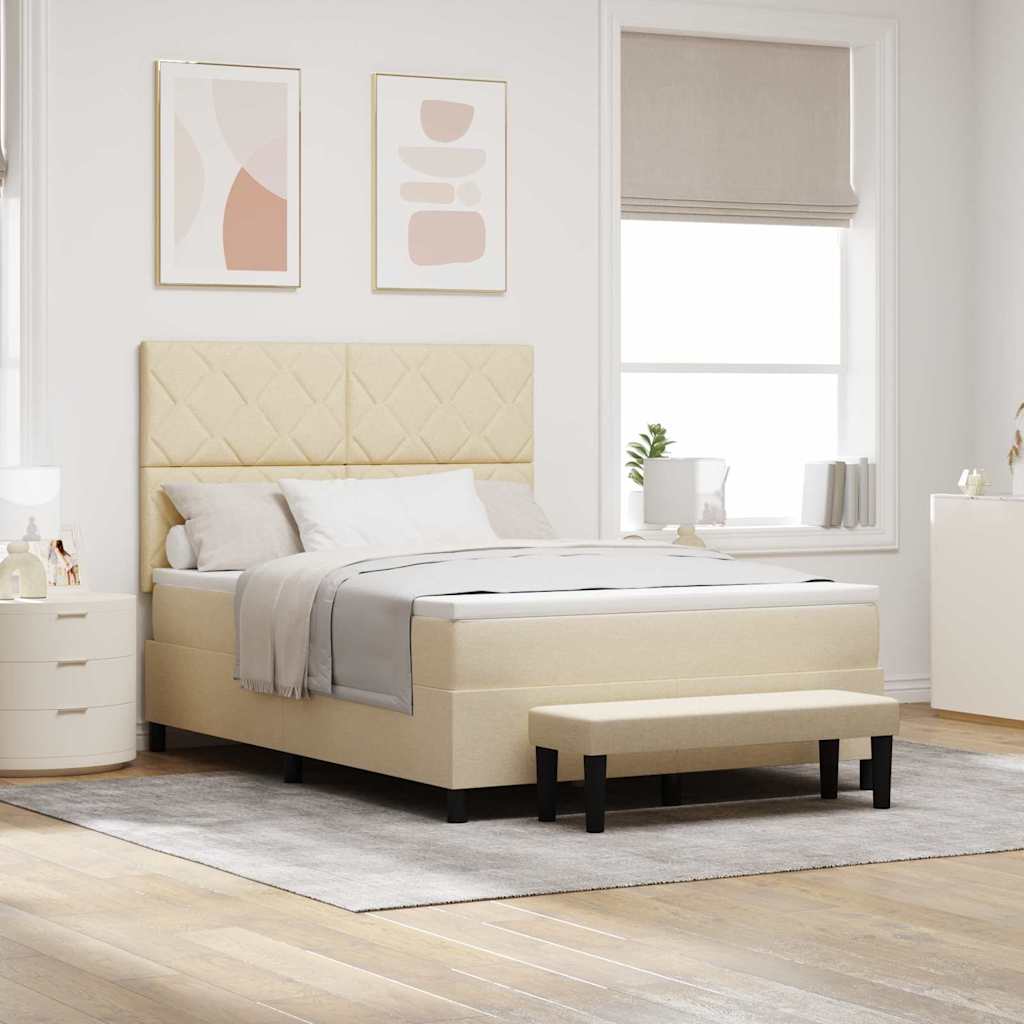 Boxspringbett mit Kopfteil Creme 160 x 200 cm Stoff