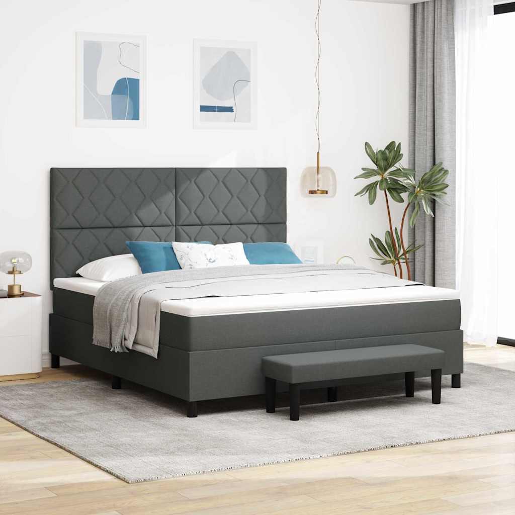 Boxspringbett mit Kopfteil Dunkelgrau 180 x 200 cm Stoff