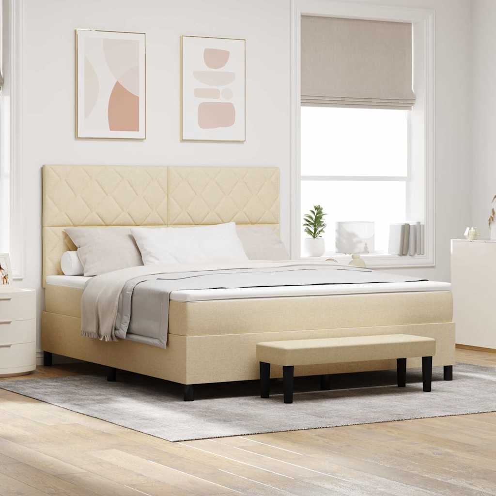 Boxspringbett mit Kopfteil Creme 180 x 200 cm Stoff
