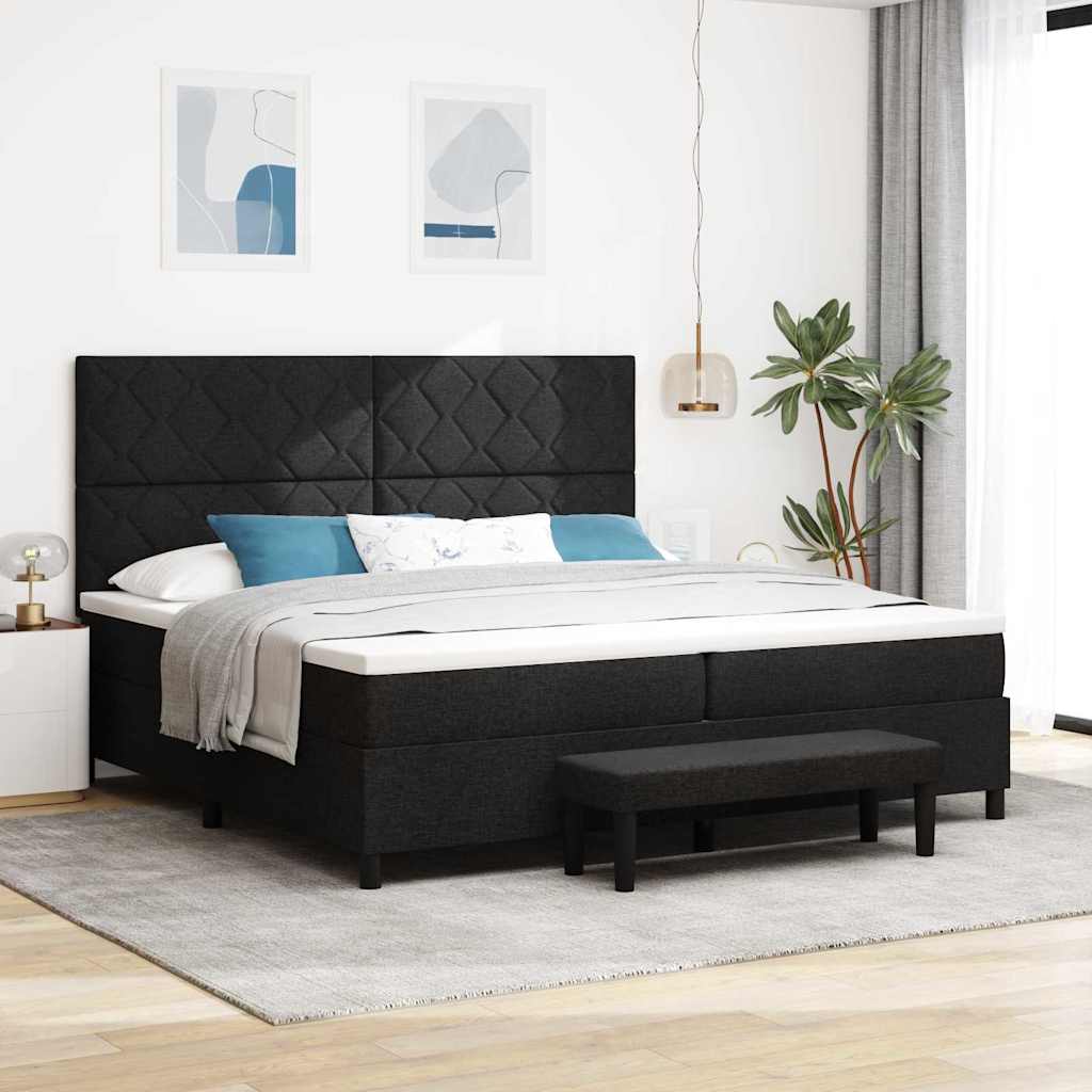 Boxspringbett mit Kopfteil Schwarz 200 x 200 cm Stoff