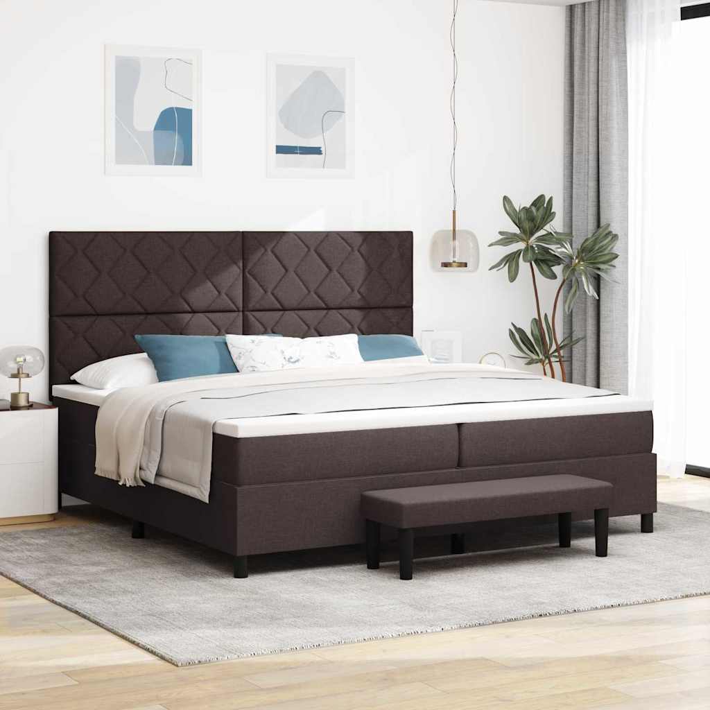 Boxspringbett mit Kopfteil Dunkelbraun 200 x 200 cm Stoff