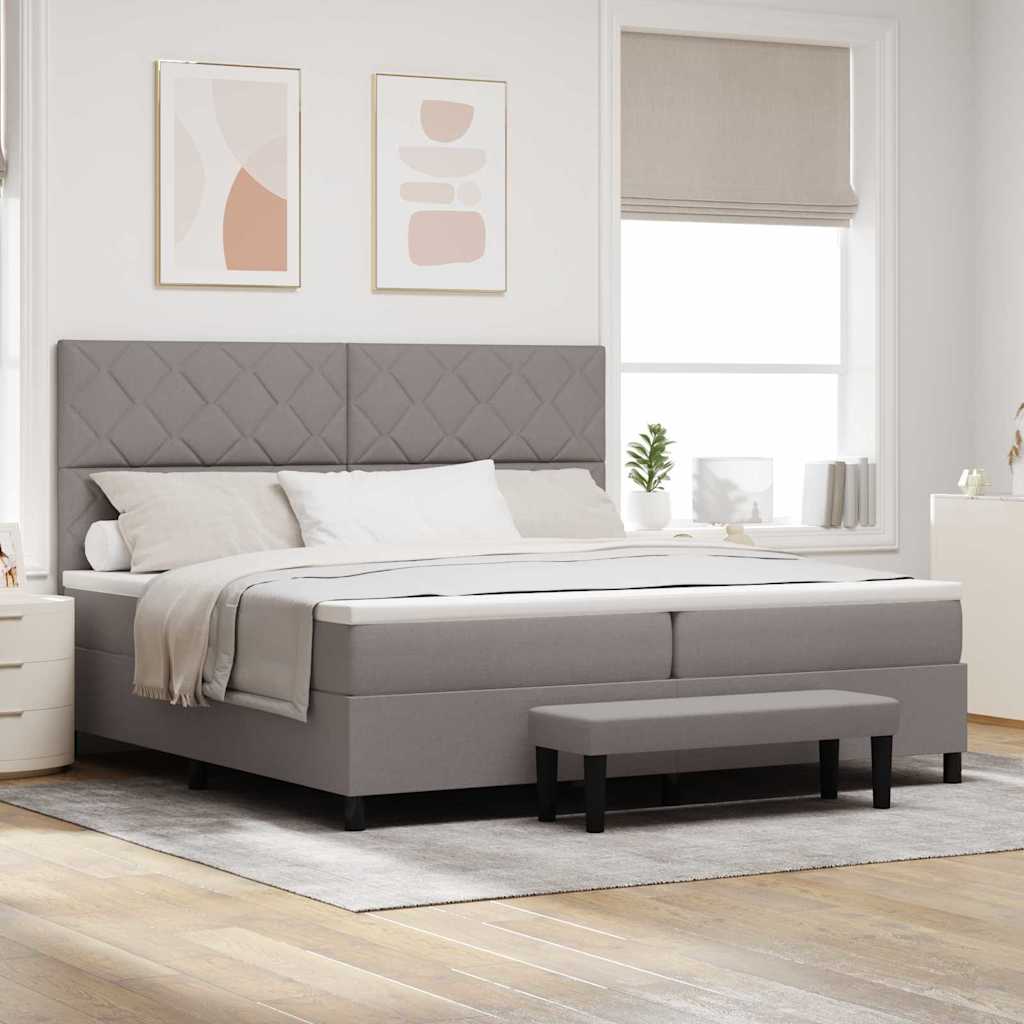 Boxspringbett mit Kopfteil Taupe 200 x 200 cm Stoff