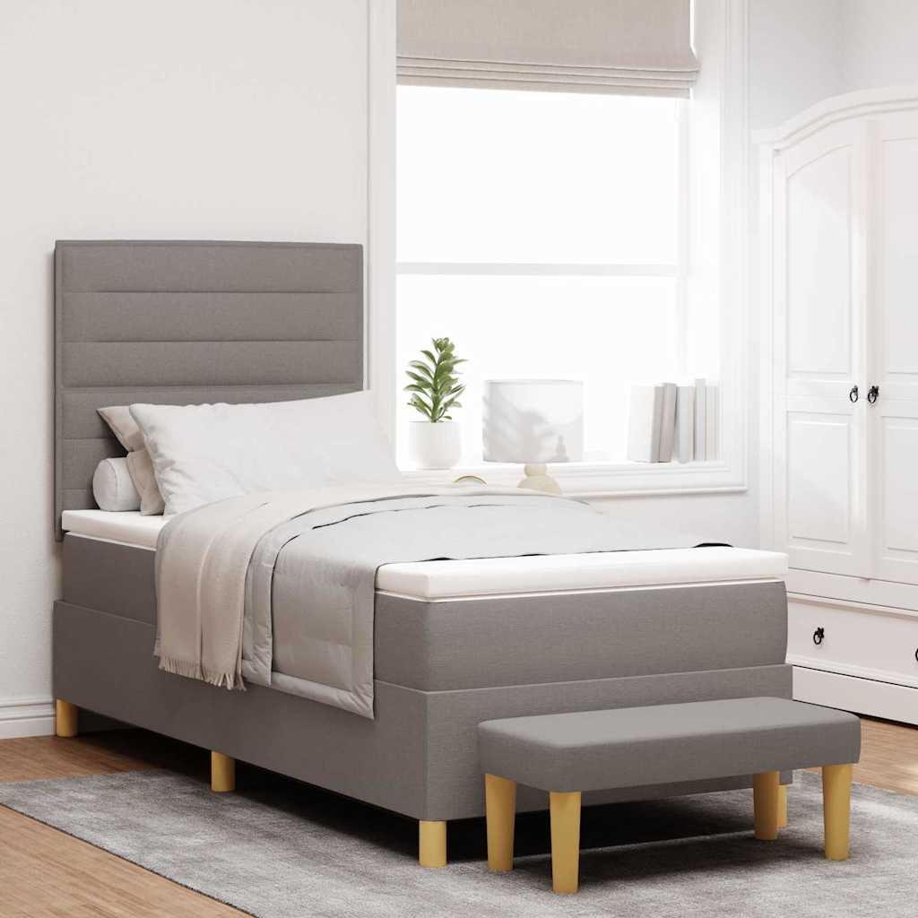 Boxspringbett mit Kopfteil Taupe 200 x 90 cm Stoff