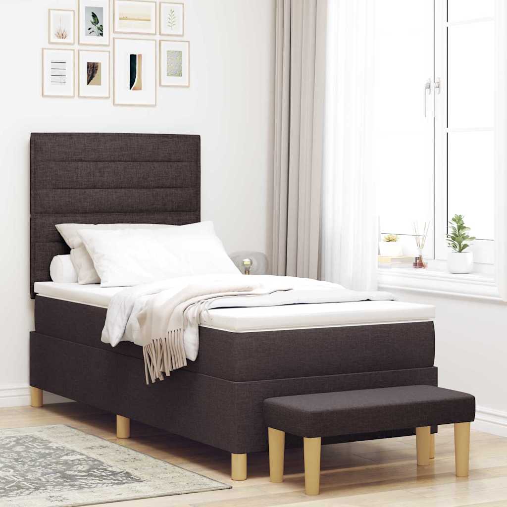 Boxspringbett mit Kopfteil Dunkelbraun 200 x 90 cm Stoff