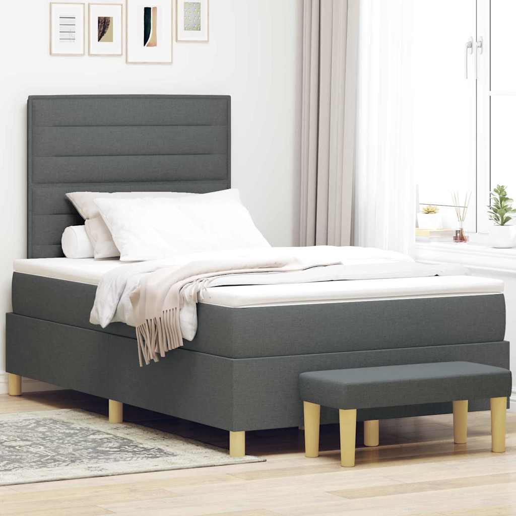 Boxspringbett mit Kopfteil Dunkelgrau 200 x 120 cm Stoff