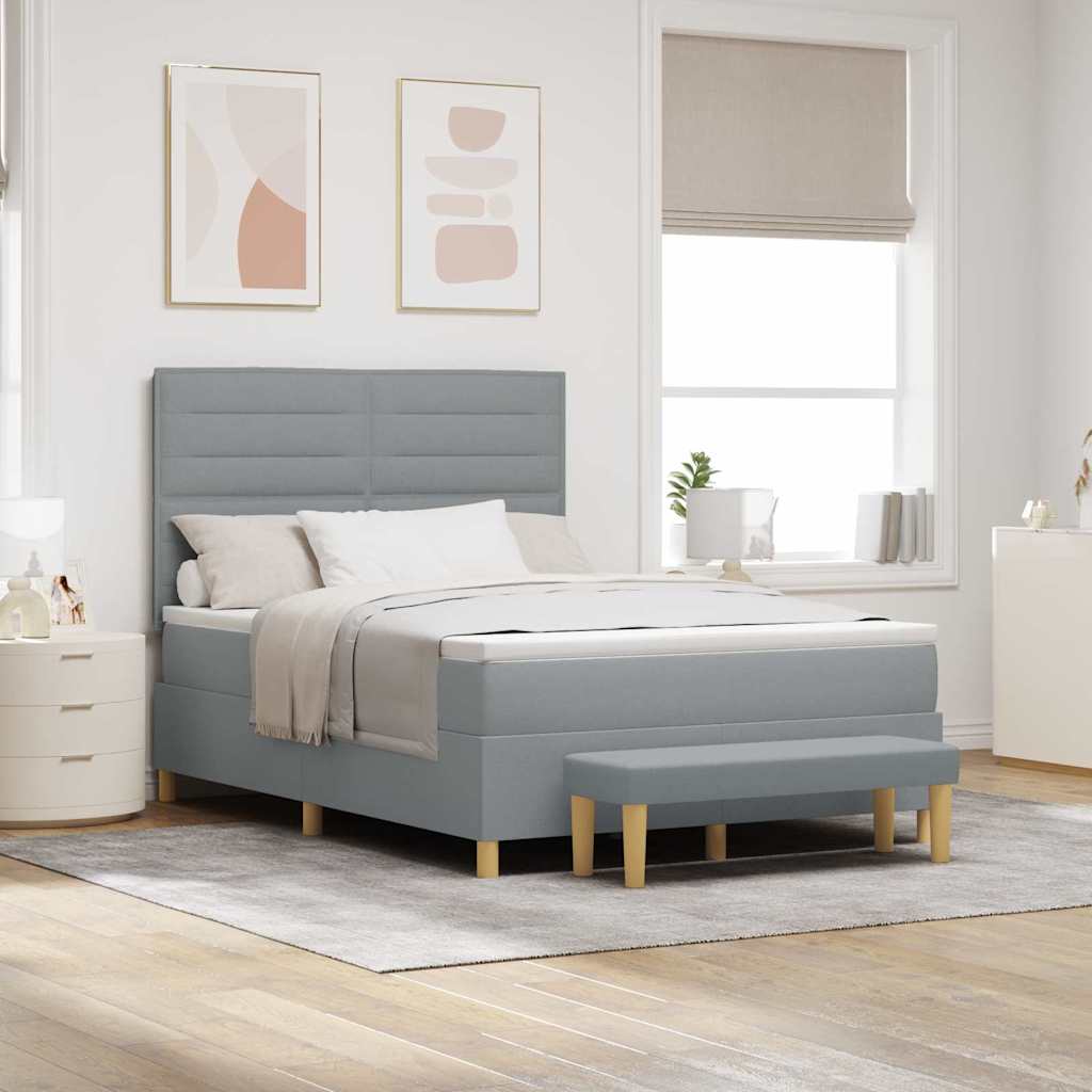 Boxspringbett mit Kissen Hellgrau 200 x 140 cm Stoff