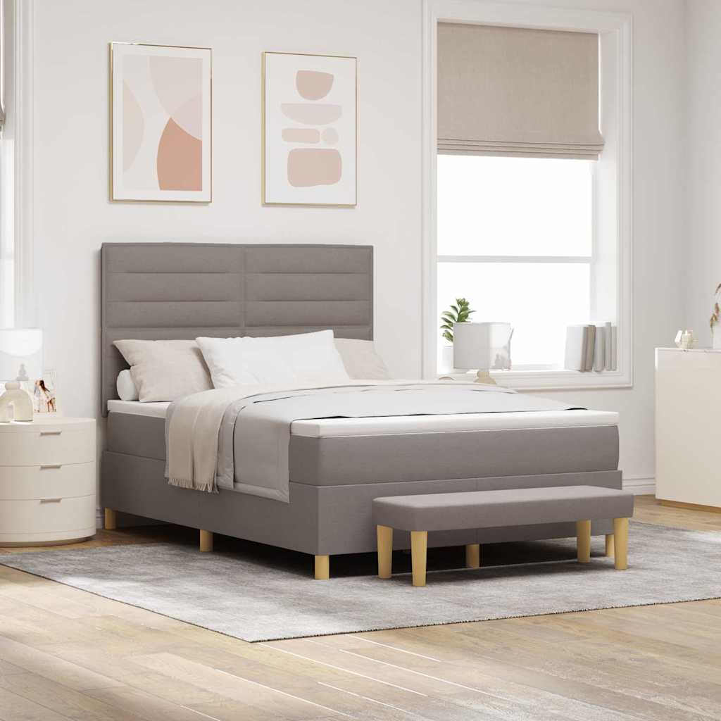Boxspringbett mit Kopfteil Taupe 200 x 140 cm Stoff