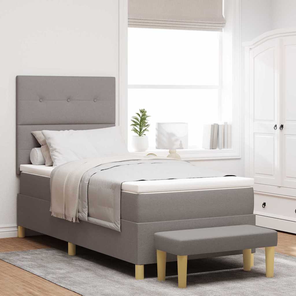 Boxspringbett mit Kopfteil Taupe 190 x 90 cm Stoff