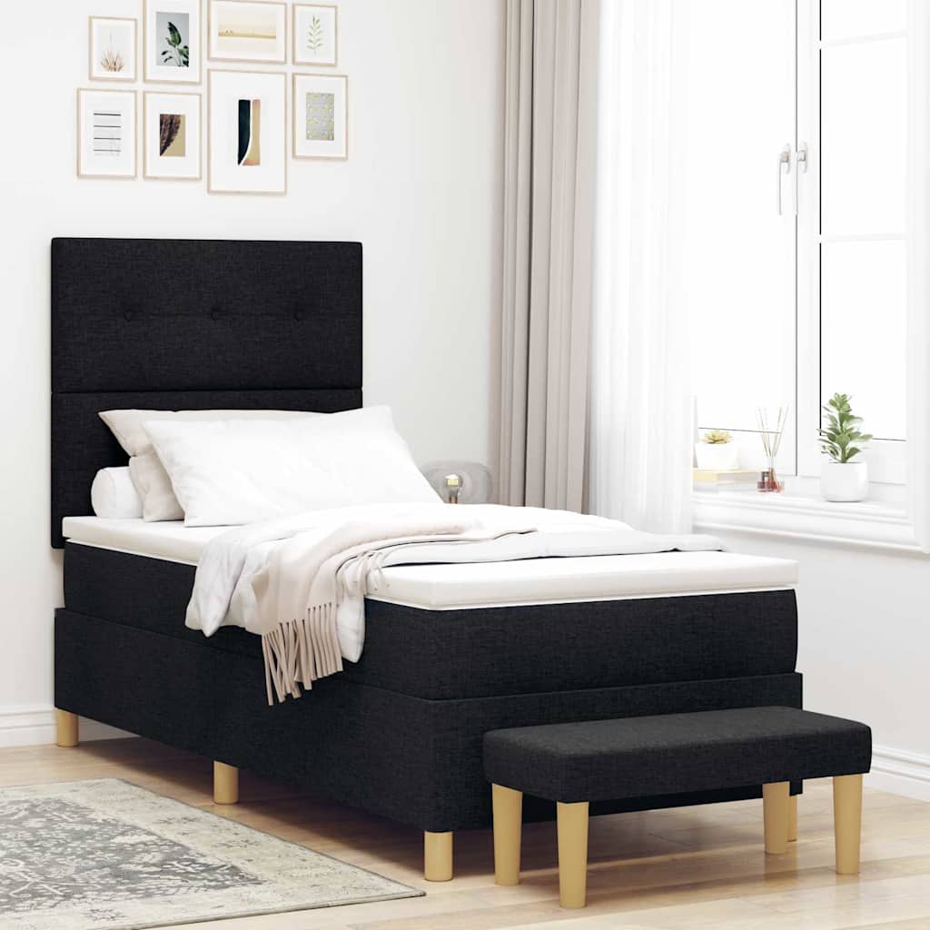 Boxspringbett mit Kissen Schwarz 200 x 100 cm Stoff
