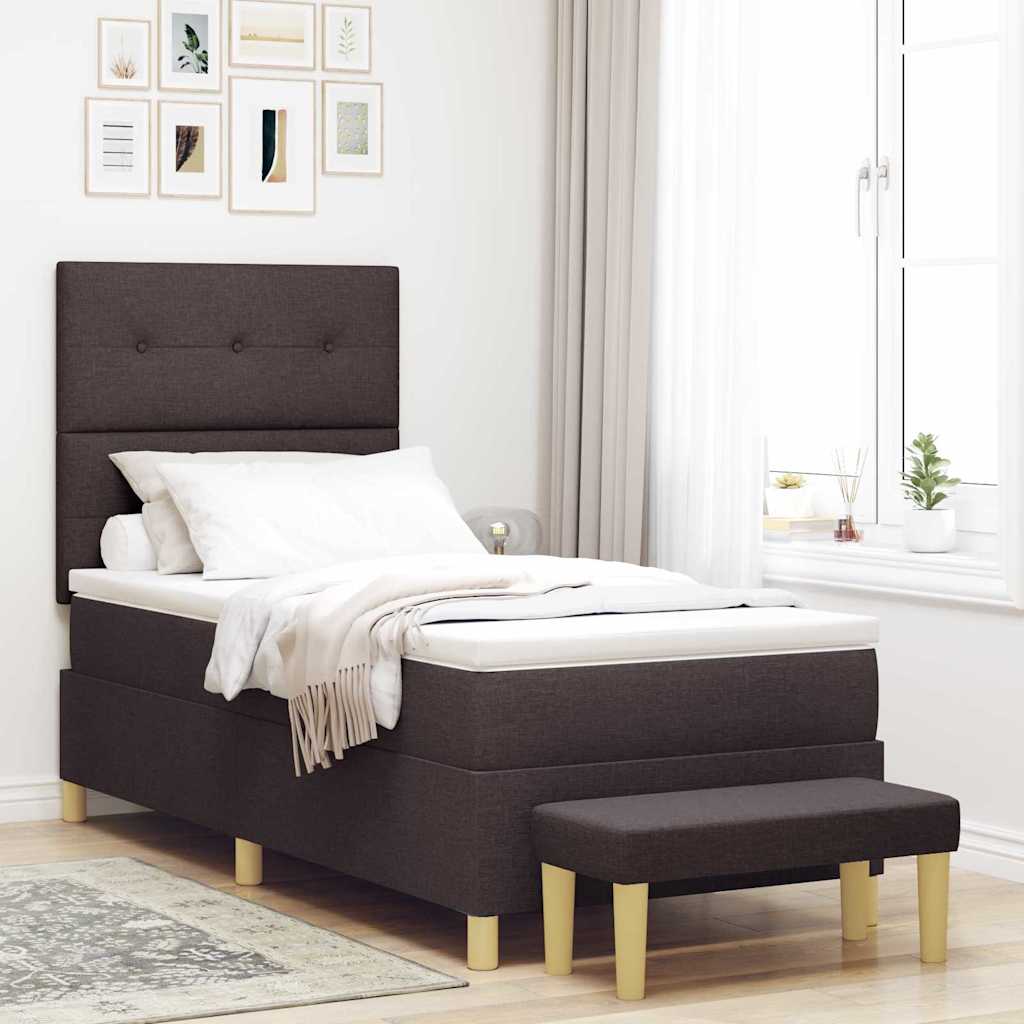 Boxspringbett mit Kopfteil Dunkelbraun 200 x 100 cm Stoff