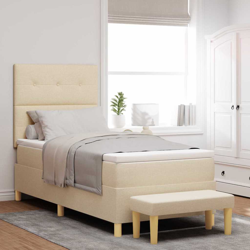 Boxspringbett mit Kopfteil Creme 200 x 100 cm Stoff