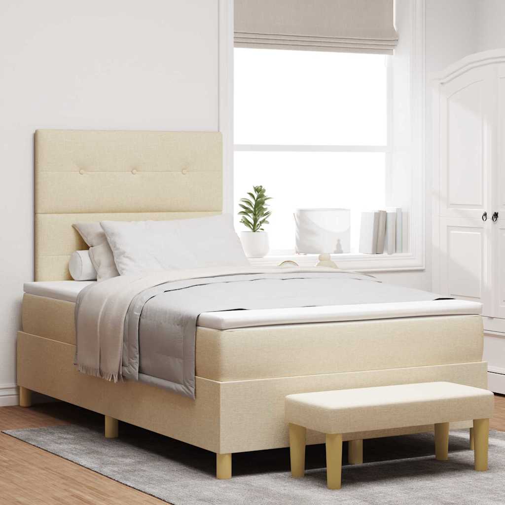 Boxspringbett mit Kopfteil Creme 190 x 120 cm Stoff