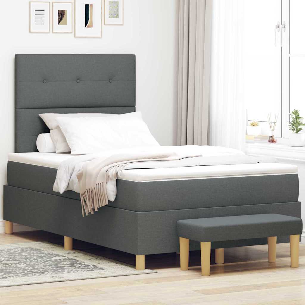 Boxspringbett mit Kopfteil Dunkelgrau 200 x 120 cm Stoff