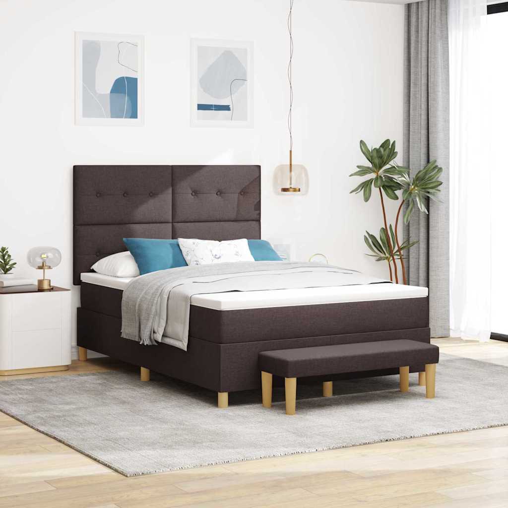 Boxspringbett mit Kopfteil Dunkelbraun 190 x 140 cm Stoff