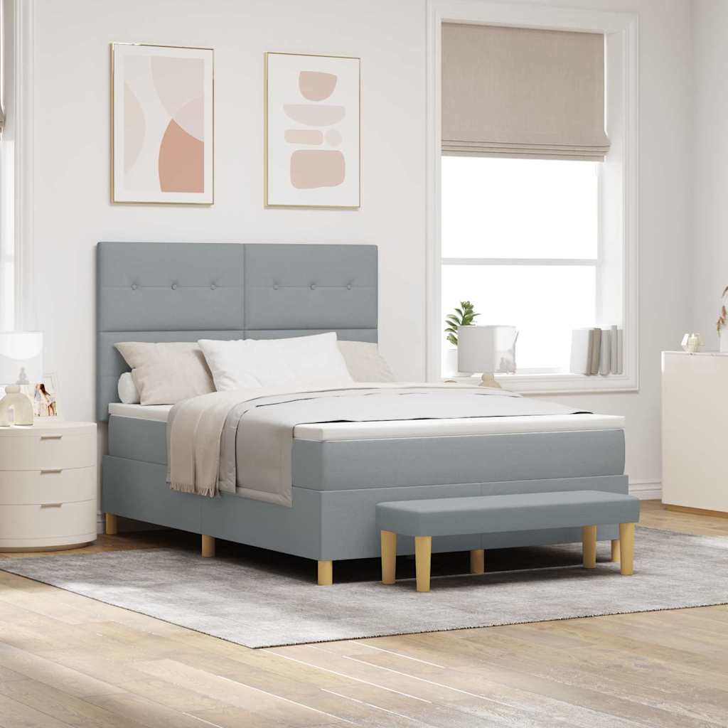 Boxspringbett mit Kopfteil Hellgrau 200 x 160 cm Stoff