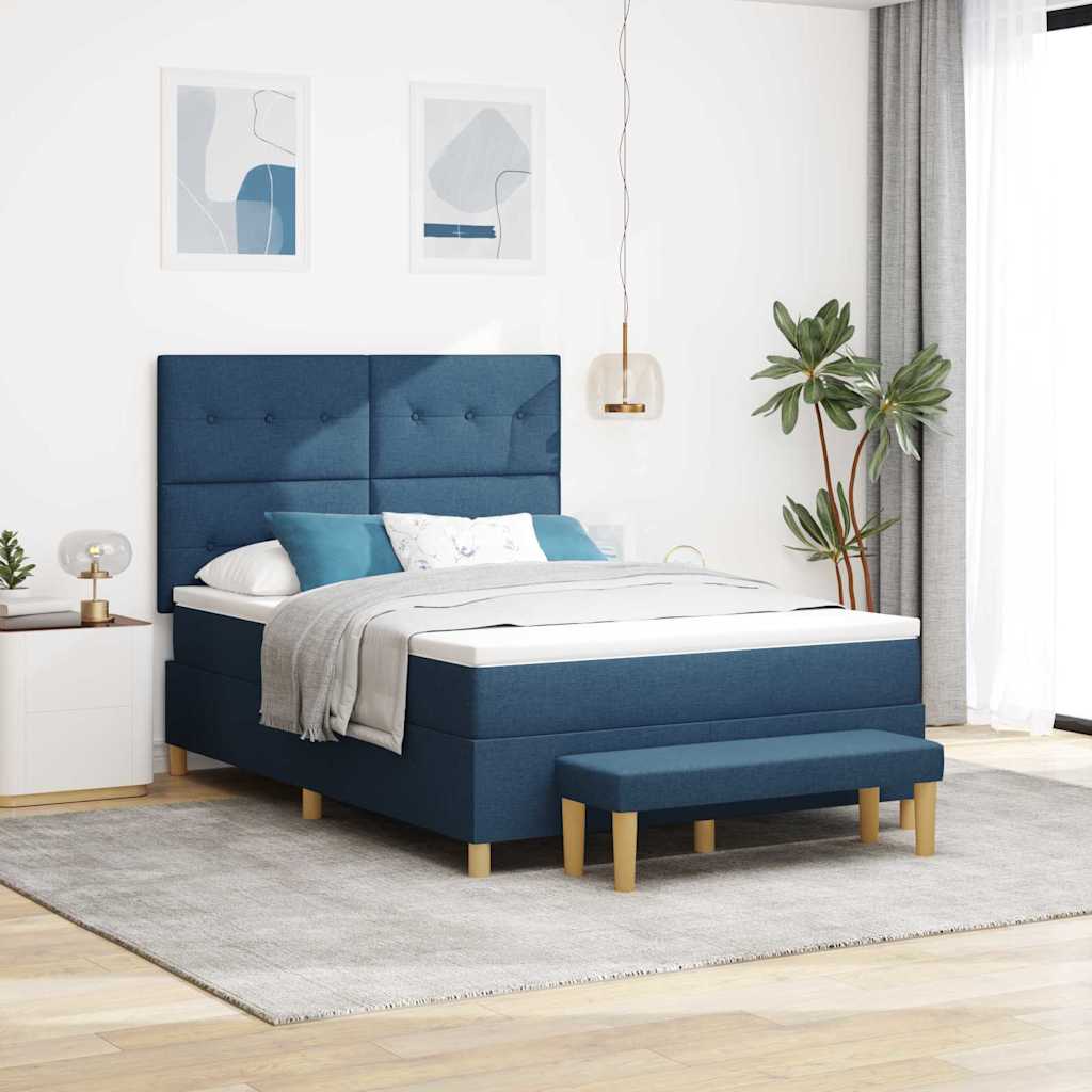 Boxspringbett mit Kopfteil Blau 200 x 160 cm Stoff