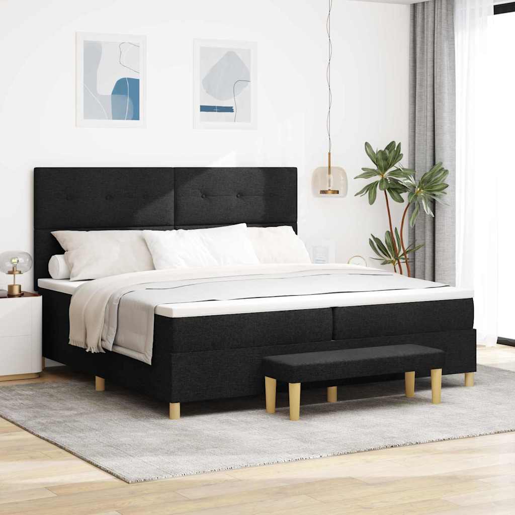Boxspringbett mit Kopfteil Schwarz 200 x 200 cm Stoff